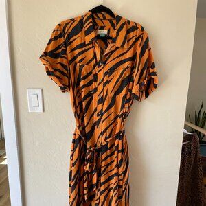 Anthropologie Maeve Tereza Tiger Print Midi Dress Size 1X